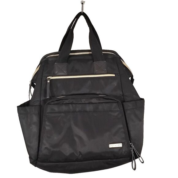 Skip Hop Solid Black Backpack Diaper Bag Pockets Baby Toddler - Picture 8 of 16